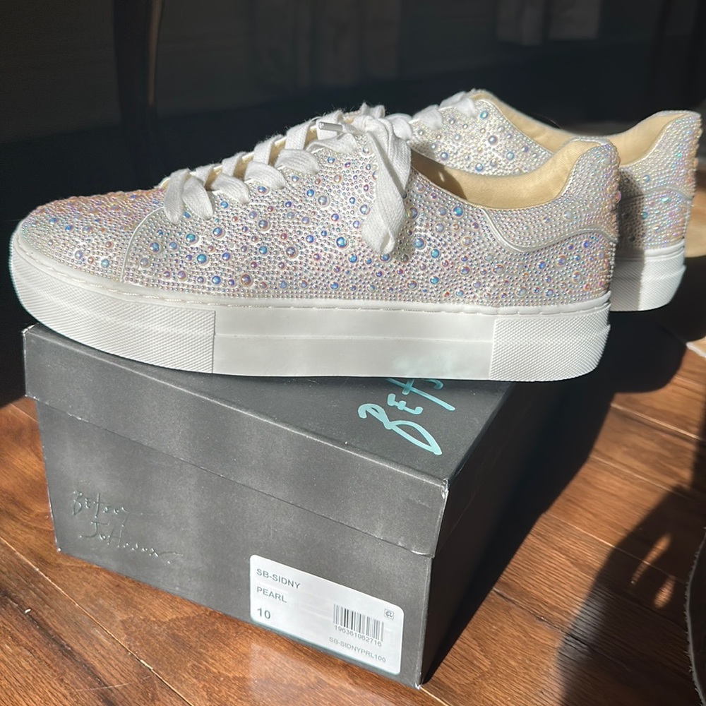Brand New never been worn Pearl betsey Johnson sneakers. Perfect for brides!